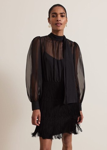 Phase Eight Felicity Fringe Dress Black Australia | TM4192836